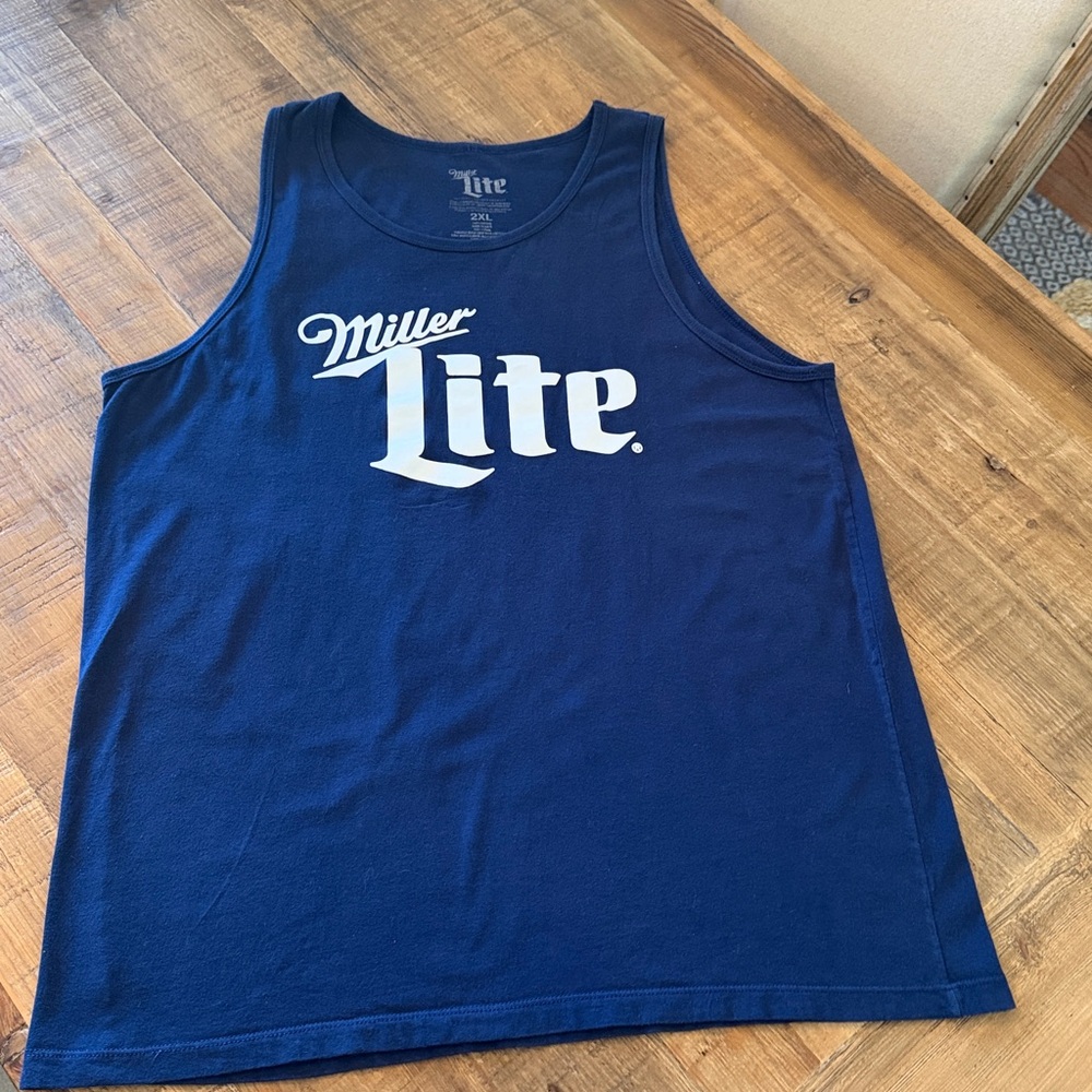 Miller Lite Navy Tank Top. Men’s Sz- 2XL. Licensed | Beer | Vacation | Cotton. - Picture 2 of 8